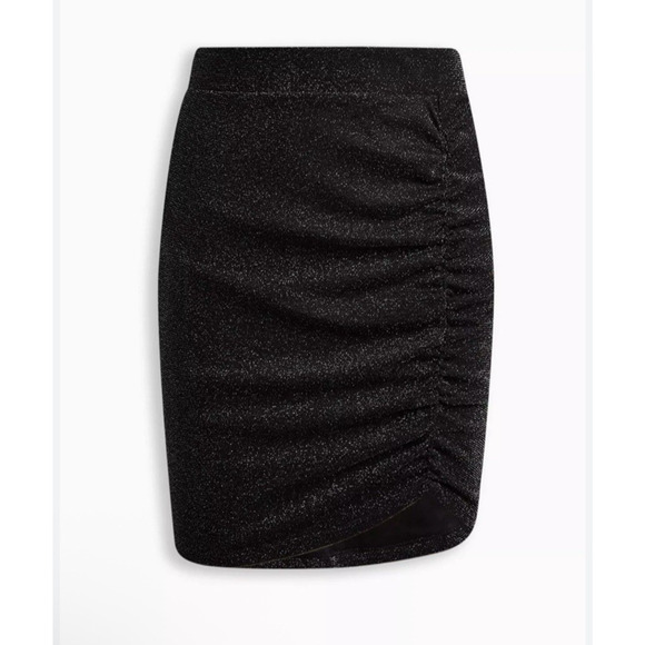 torrid Dresses & Skirts - Torrid Black Bodycon Skirt Cinched Glitter At Knee Size 10 M/L Glam Party $60